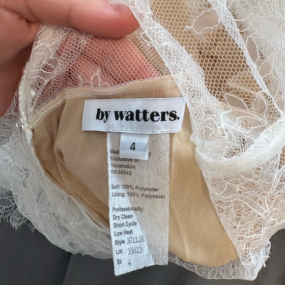 Watters Sheer Lace Top in Cream. Bridal - Picture 6 of 6